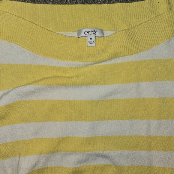 Yellow and White Striped top by the brand Caché size Medium - Picture 4 of 6